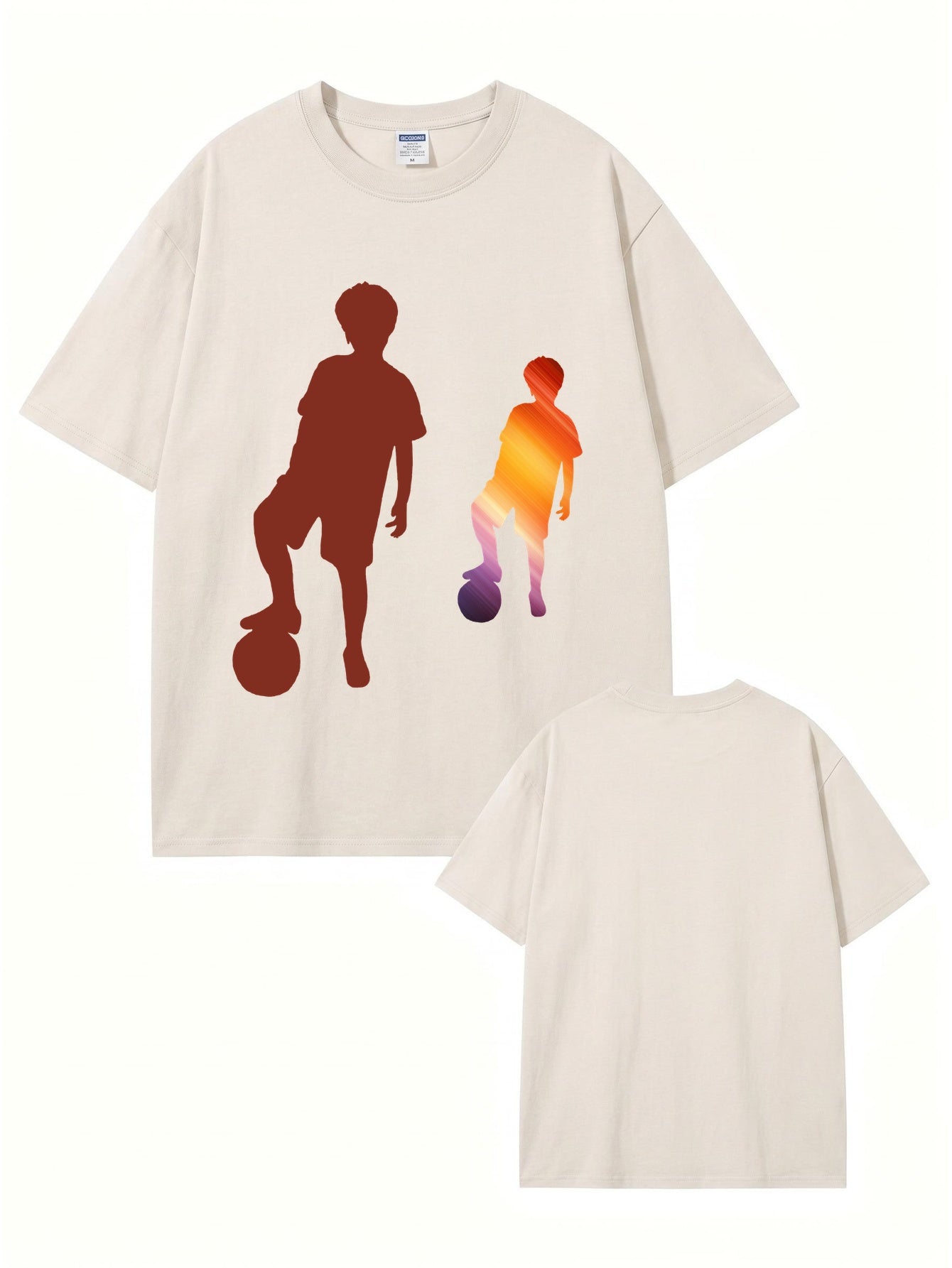 Vintage Washed Cotton Graphic T-Shirt | Soccer Player Silhouette Print