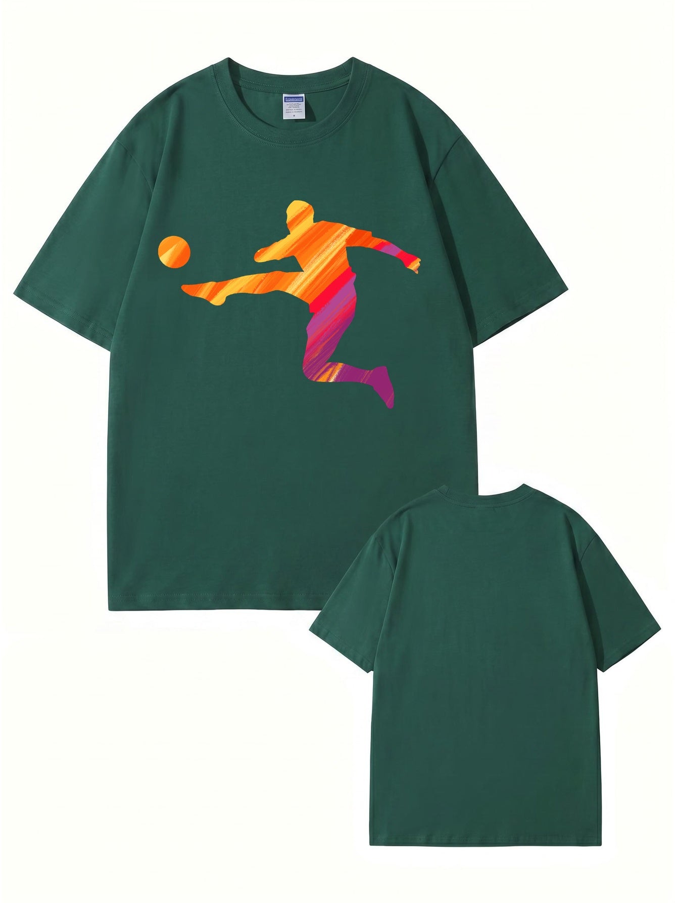 Vibrant Soccer Player Graphic T-Shirt - Artistic Sportswear Tee