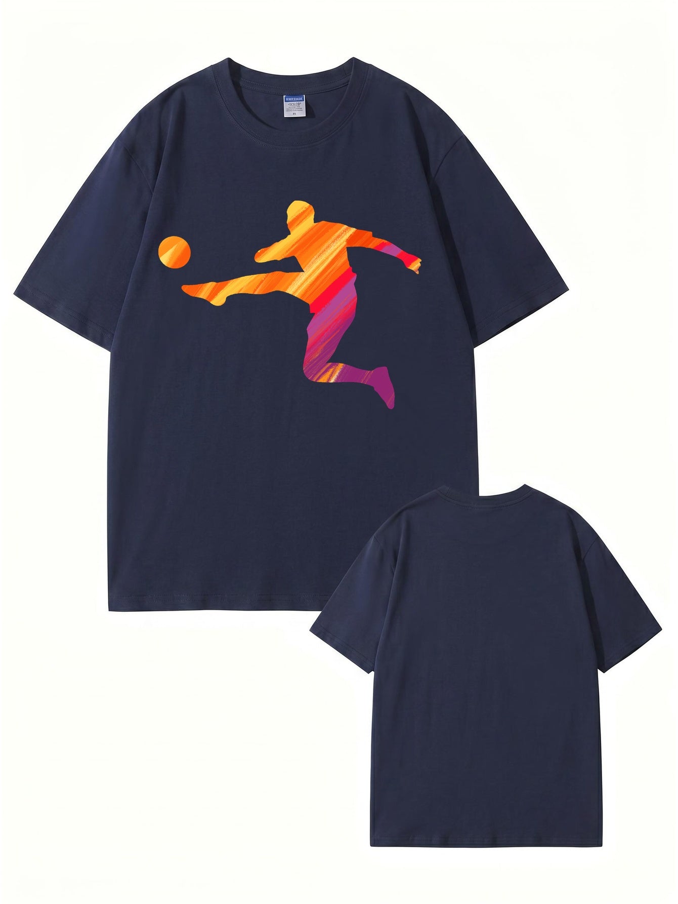 Vibrant Soccer Player Graphic T-Shirt - Artistic Sportswear Tee