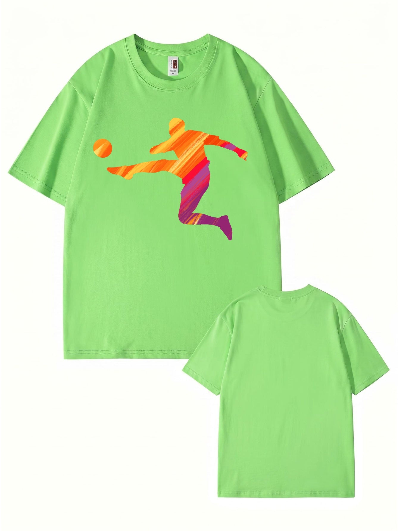 Vibrant Soccer Player Graphic T-Shirt - Artistic Sportswear Tee
