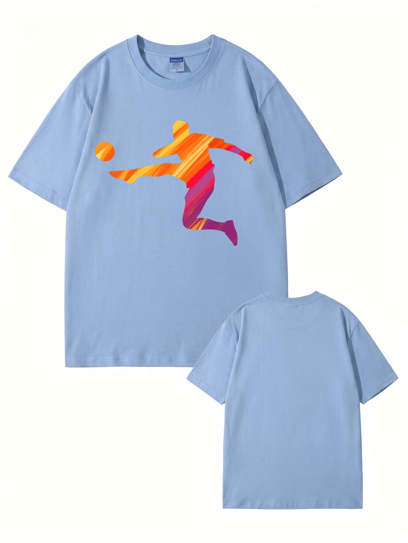 Vibrant Soccer Player Graphic T-Shirt - Artistic Sportswear Tee