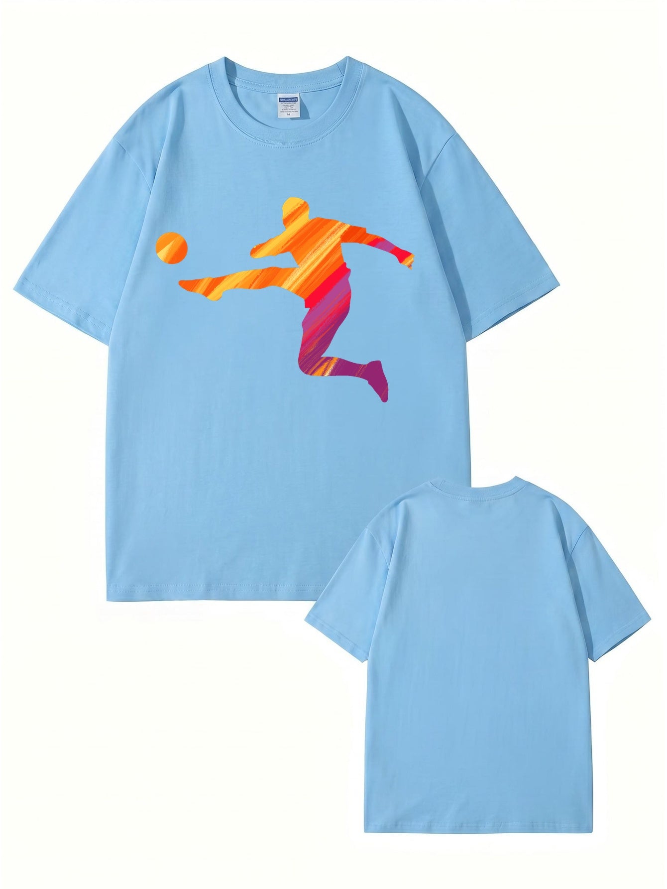 Vibrant Soccer Player Graphic T-Shirt - Artistic Sportswear Tee