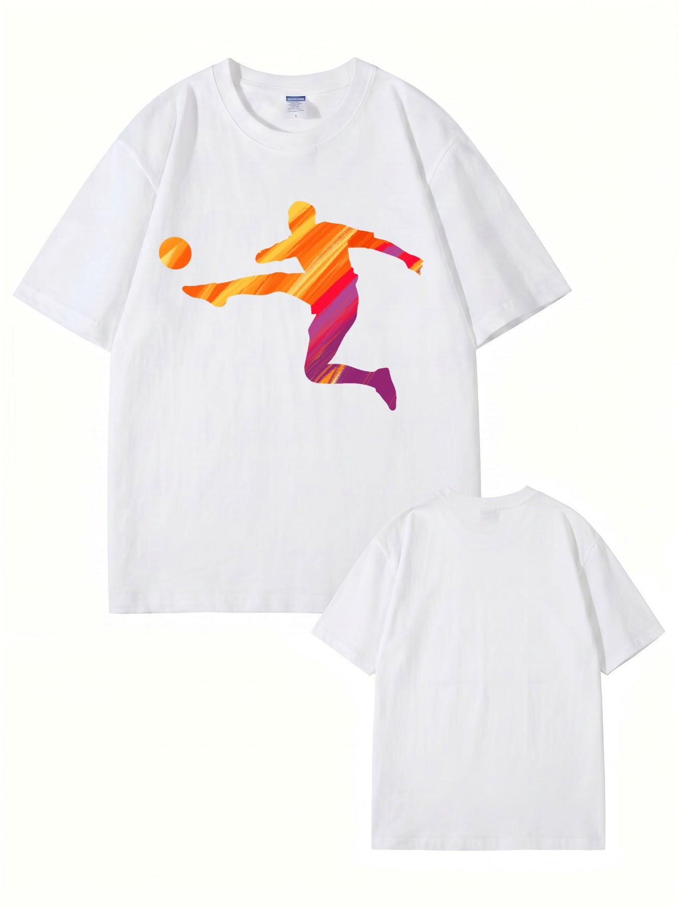 Vibrant Soccer Player Graphic T-Shirt - Artistic Sportswear Tee