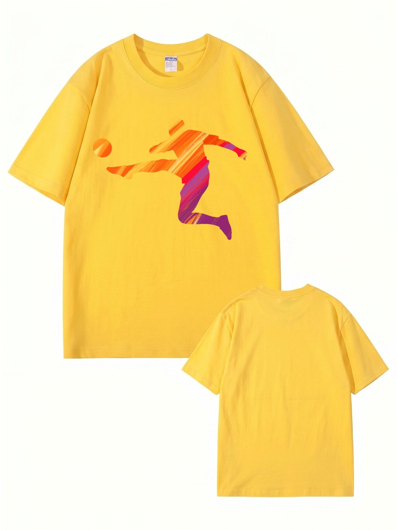 Vibrant Soccer Player Graphic T-Shirt - Artistic Sportswear Tee