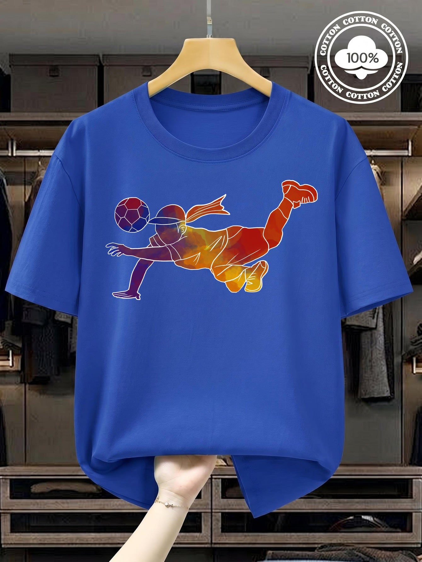 Women's Soccer Player Artistic Watercolor Print 100% Cotton T-Shirt