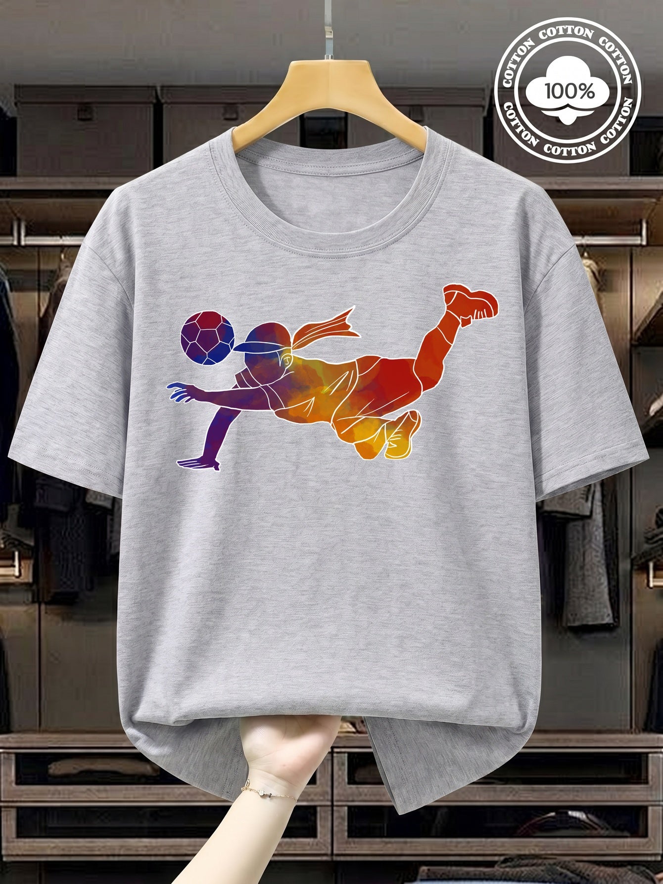 Women's Soccer Player Artistic Watercolor Print 100% Cotton T-Shirt