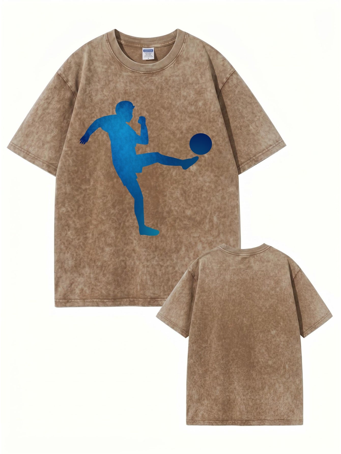 Vintage Washed Oversized Soccer Player Graphic T-Shirt