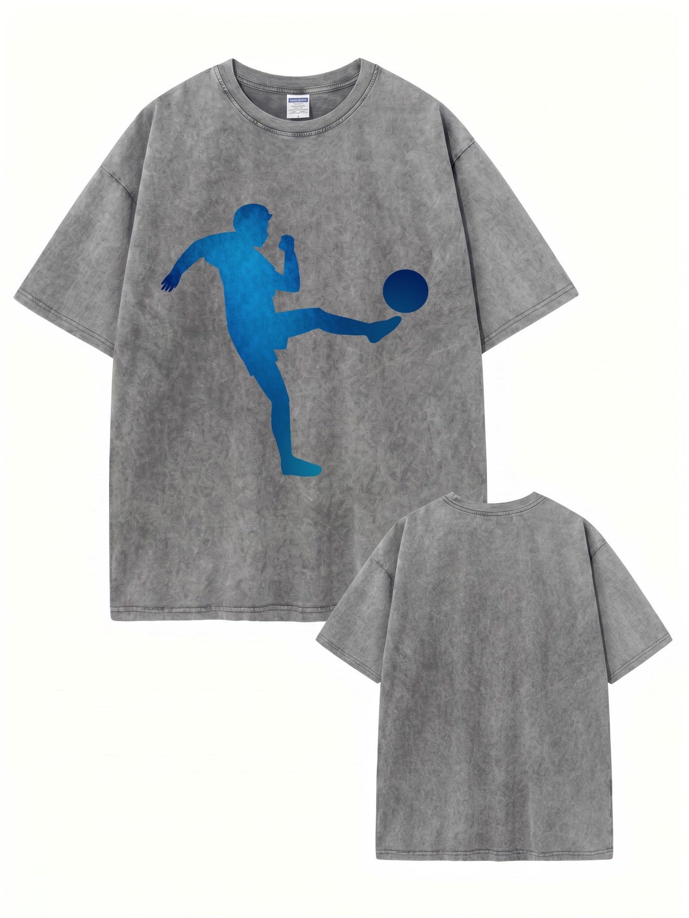 Vintage Washed Oversized Soccer Player Graphic T-Shirt