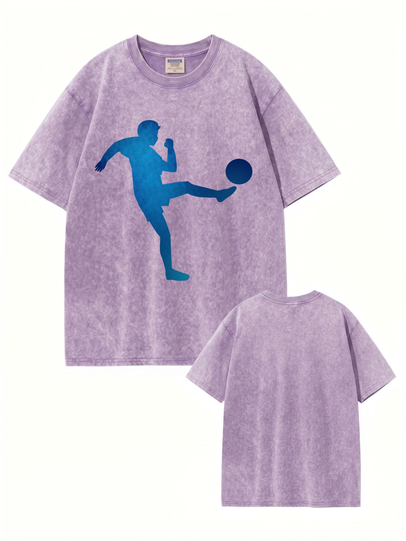 Vintage Washed Oversized Soccer Player Graphic T-Shirt