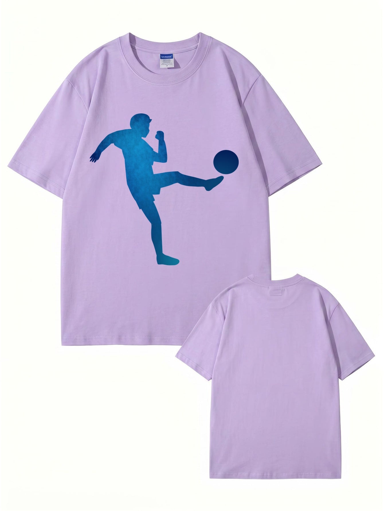Blue Soccer Player Silhouette Graphic T-Shirt - Premium 200gsm Cotton