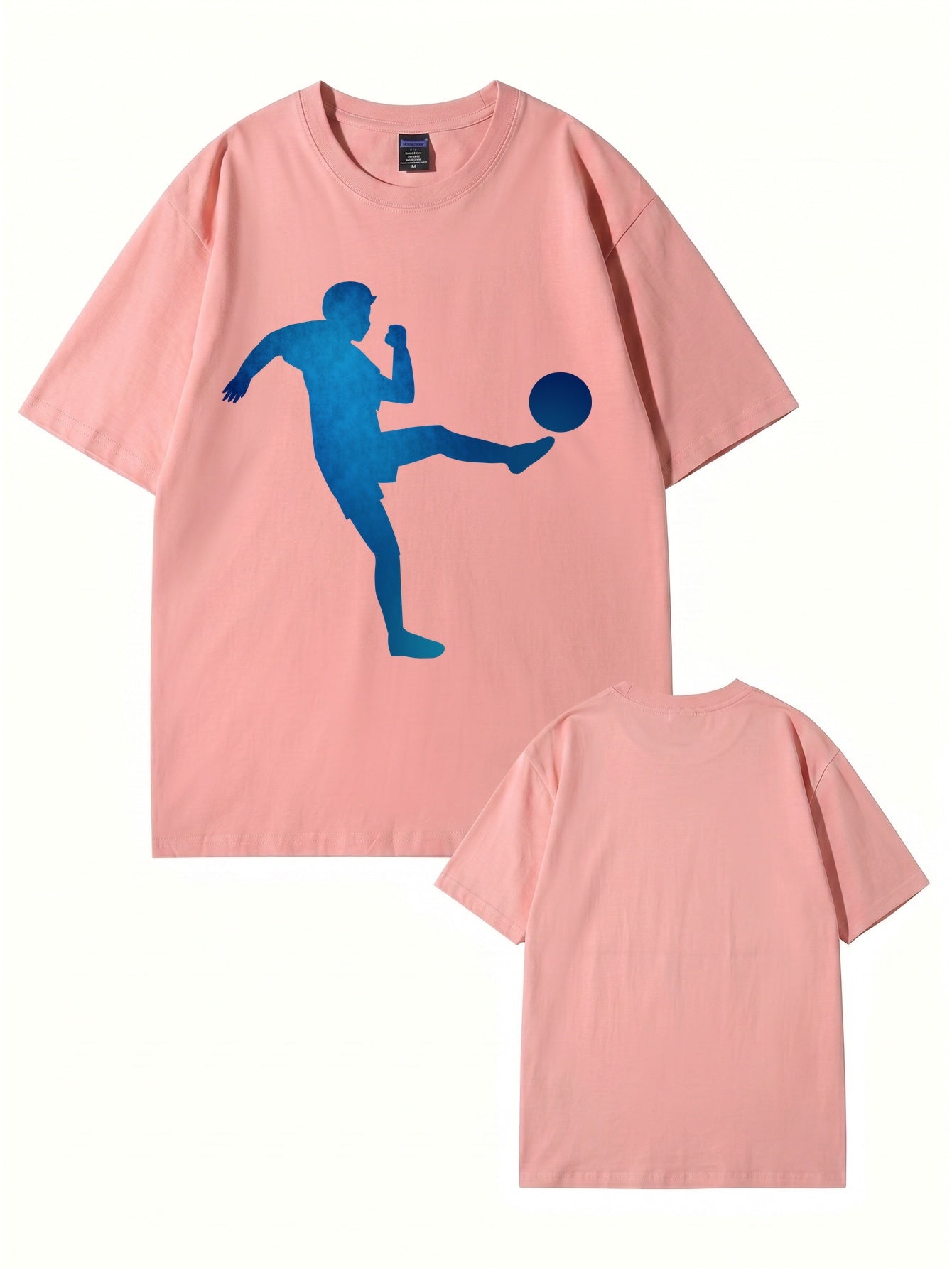 Blue Soccer Player Silhouette Graphic T-Shirt - Premium 200gsm Cotton