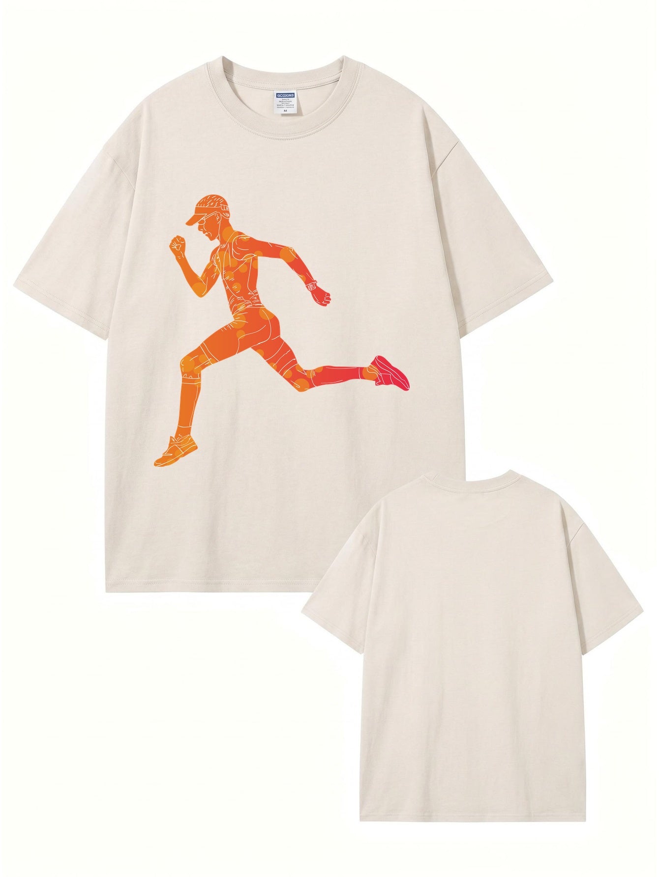 Vintage Washed Running Graphic T-Shirt - 300gsm Heavyweight Cotton