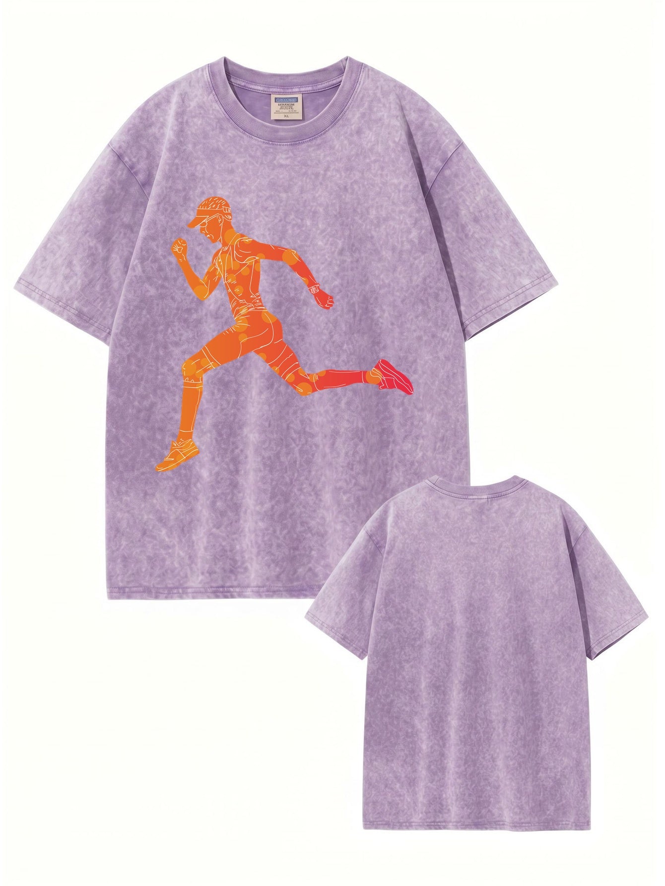 Vintage Washed Running Graphic T-Shirt - 300gsm Heavyweight Cotton