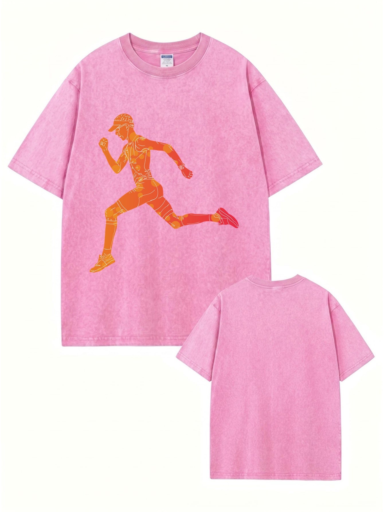 Vintage Washed Running Graphic T-Shirt - 300gsm Heavyweight Cotton