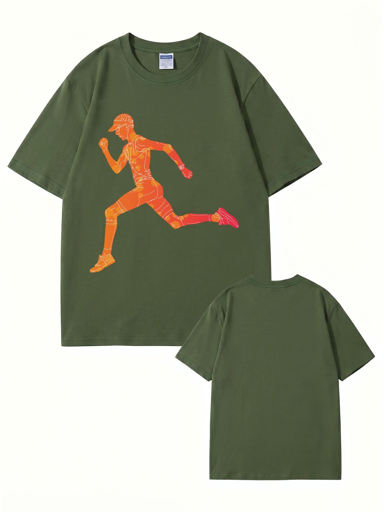 Runner Graphic T-Shirt | Sporty Abstract Print Cotton Tee