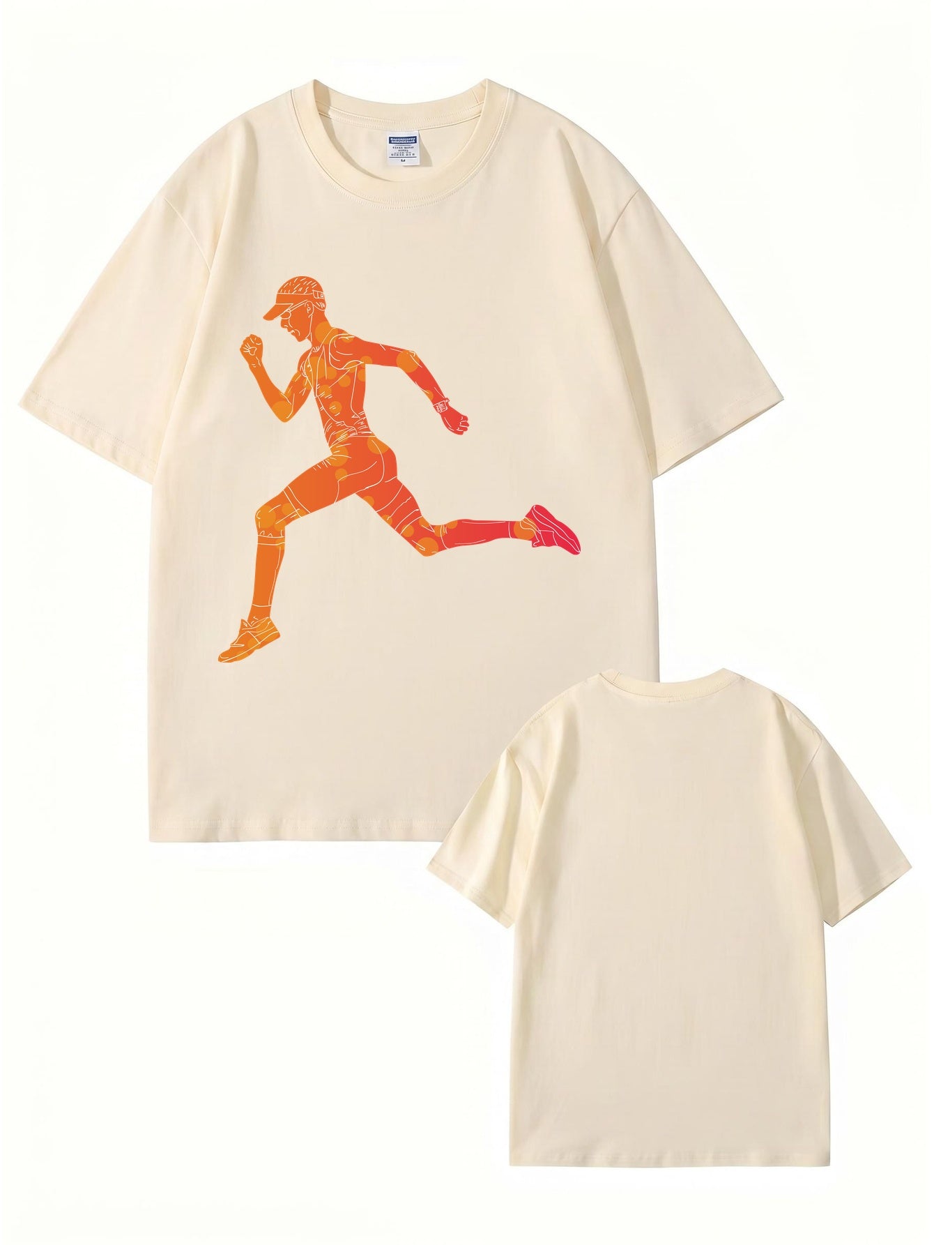 Runner Graphic T-Shirt | Sporty Abstract Print Cotton Tee
