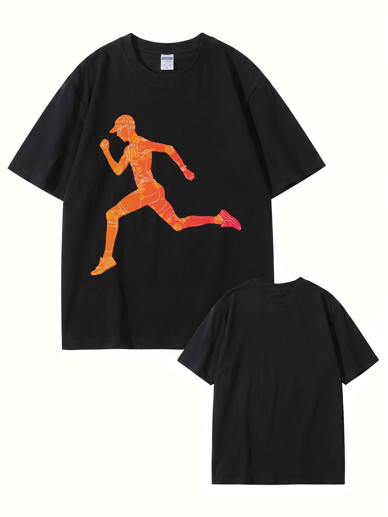 Runner Graphic T-Shirt | Sporty Abstract Print Cotton Tee