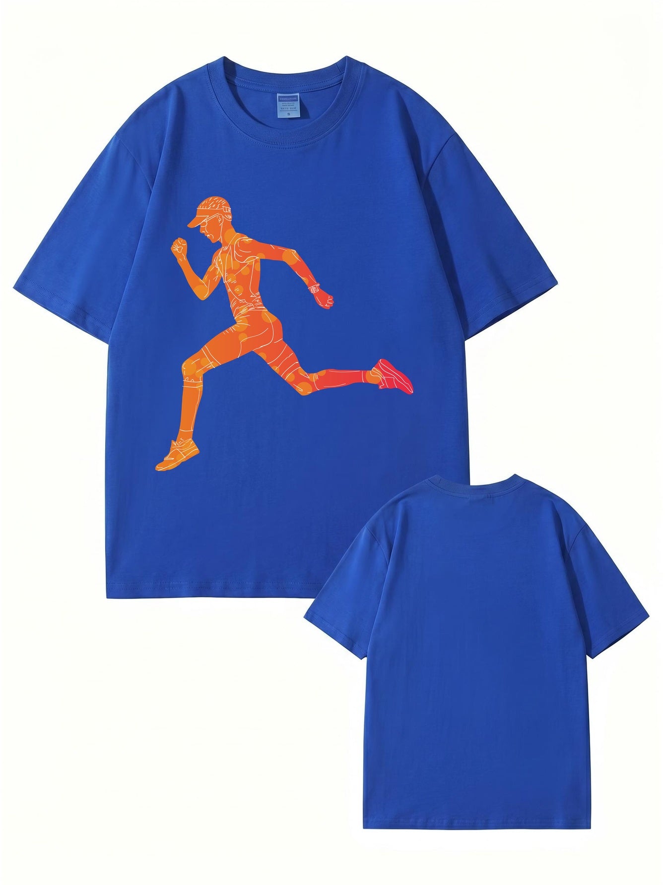 Runner Graphic T-Shirt | Sporty Abstract Print Cotton Tee