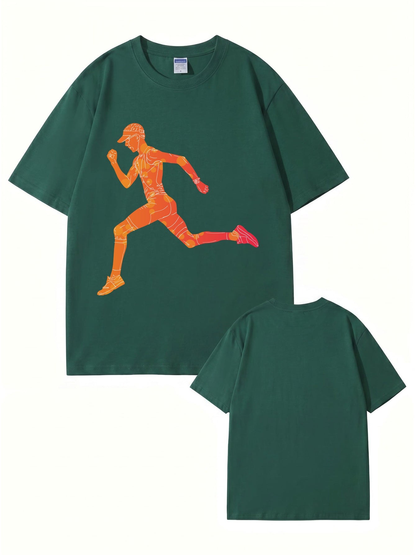 Runner Graphic T-Shirt | Sporty Abstract Print Cotton Tee