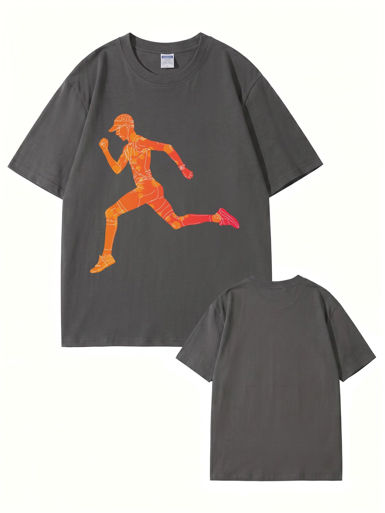 Runner Graphic T-Shirt | Sporty Abstract Print Cotton Tee
