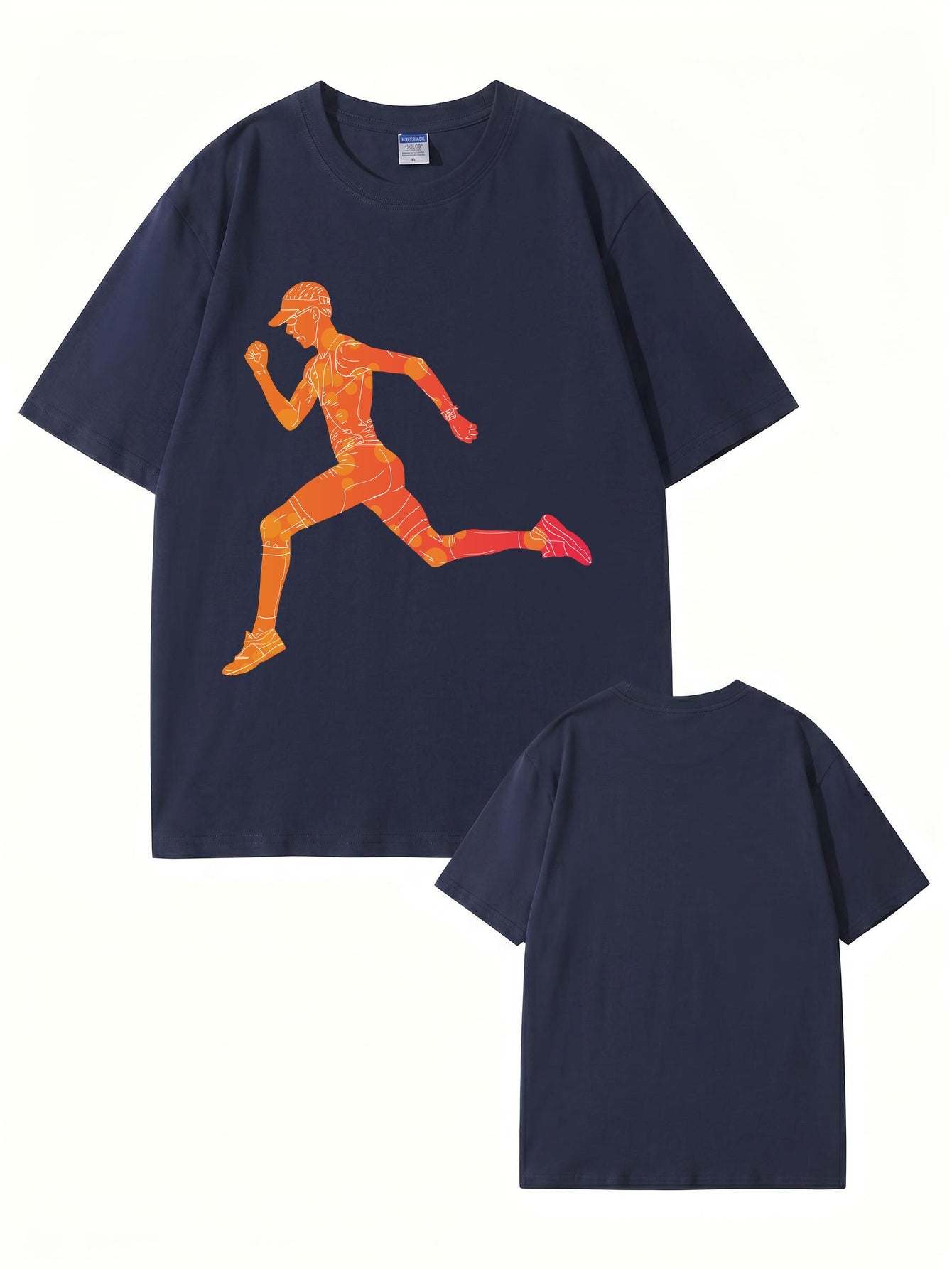 Runner Graphic T-Shirt | Sporty Abstract Print Cotton Tee