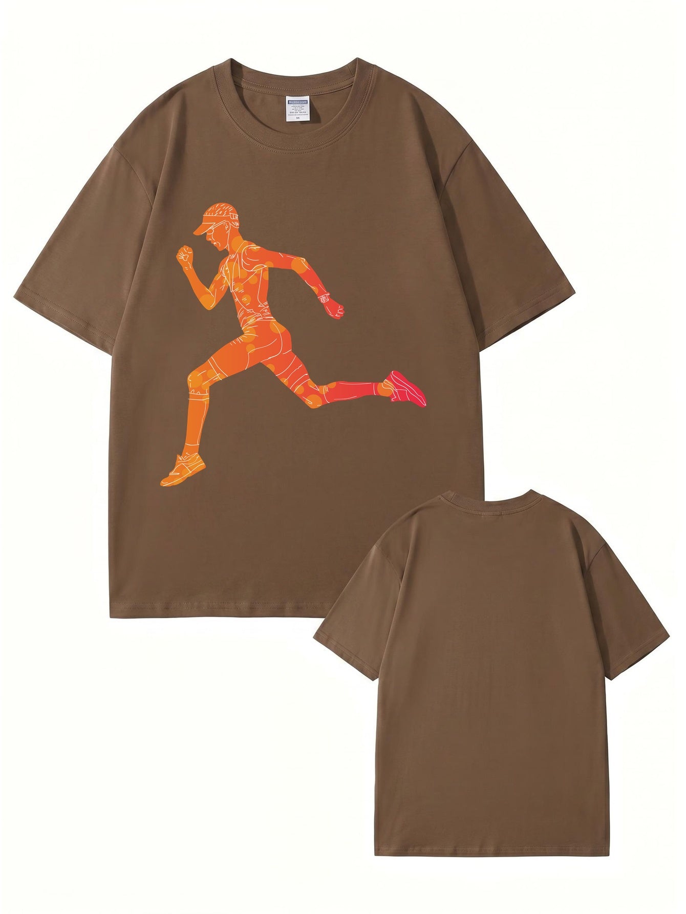 Runner Graphic T-Shirt | Sporty Abstract Print Cotton Tee
