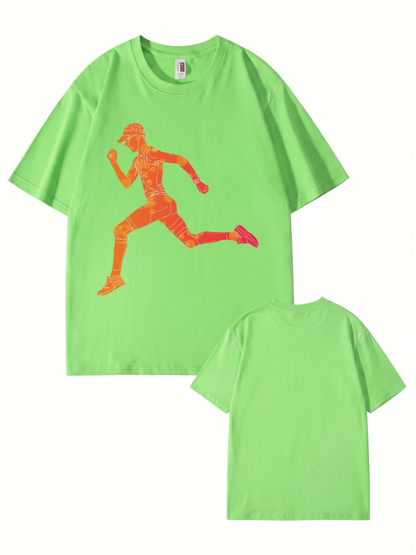 Runner Graphic T-Shirt | Sporty Abstract Print Cotton Tee