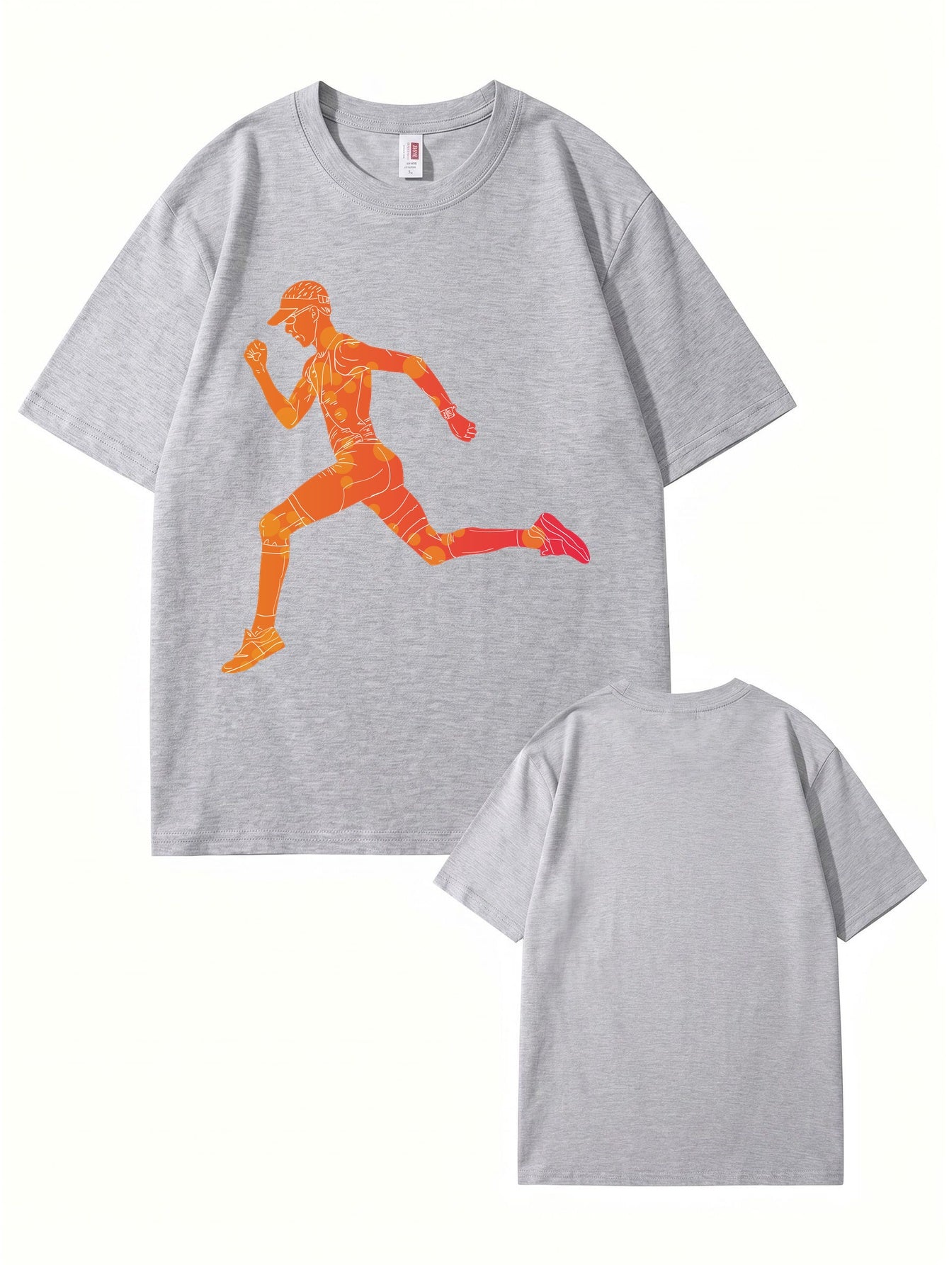 Runner Graphic T-Shirt | Sporty Abstract Print Cotton Tee