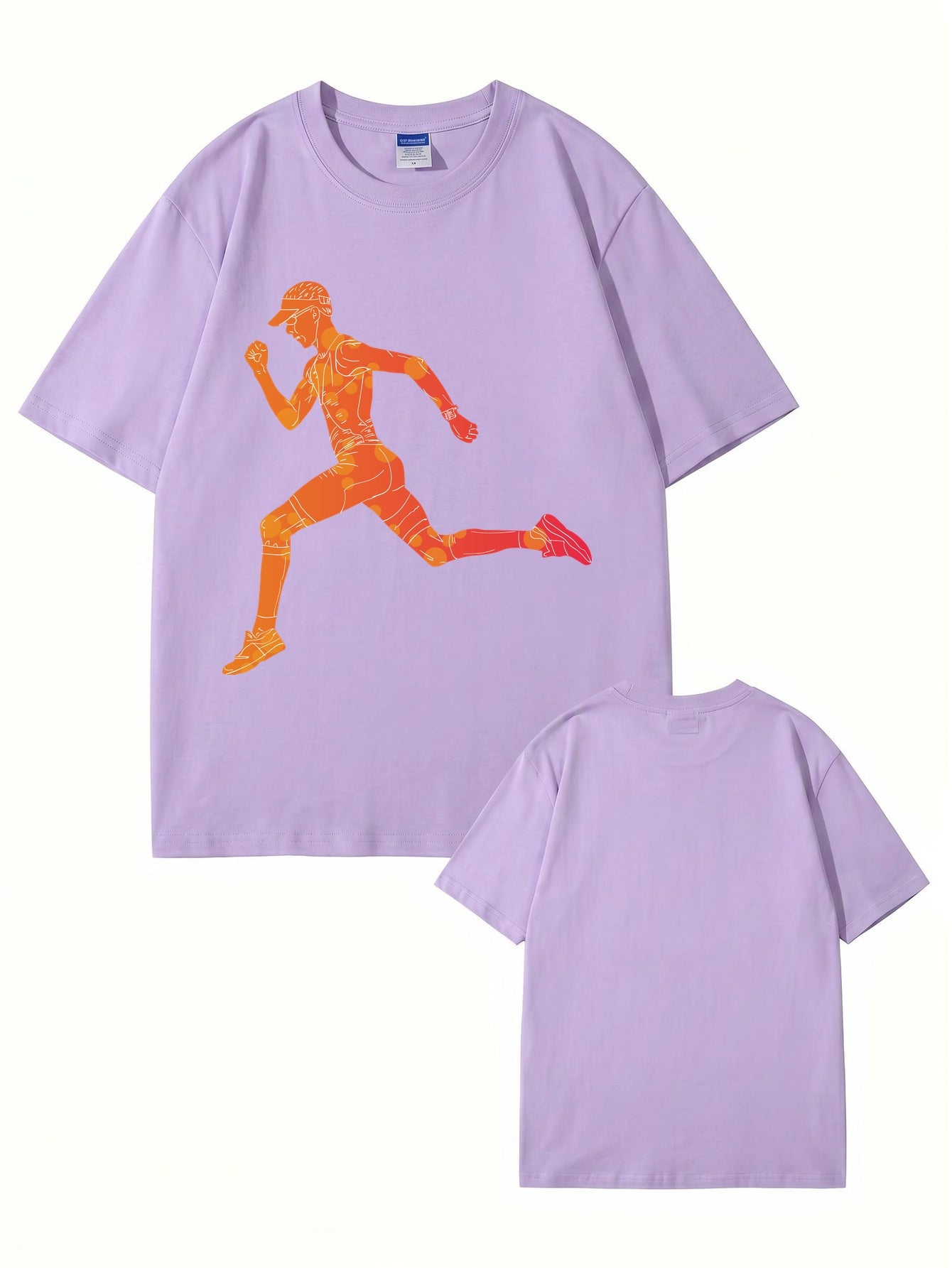 Runner Graphic T-Shirt | Sporty Abstract Print Cotton Tee