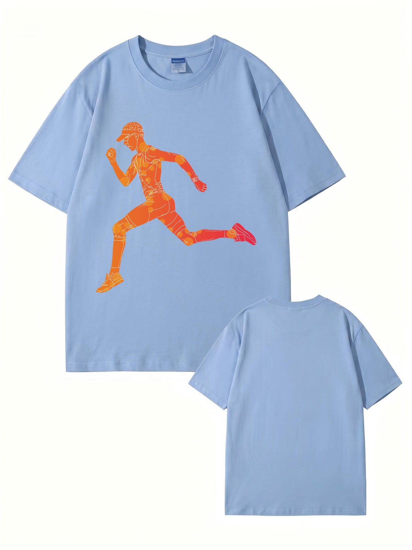 Runner Graphic T-Shirt | Sporty Abstract Print Cotton Tee