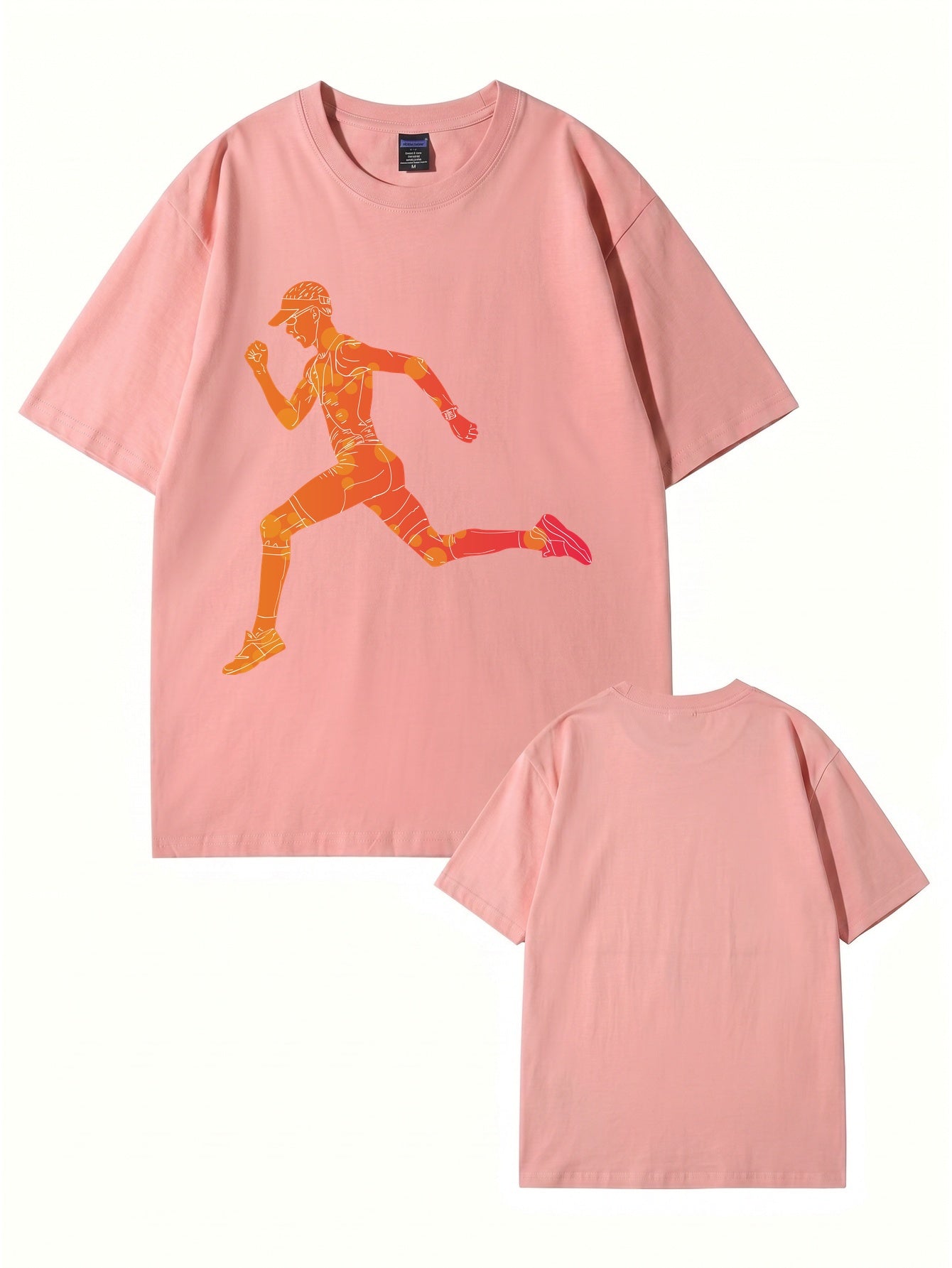 Runner Graphic T-Shirt | Sporty Abstract Print Cotton Tee