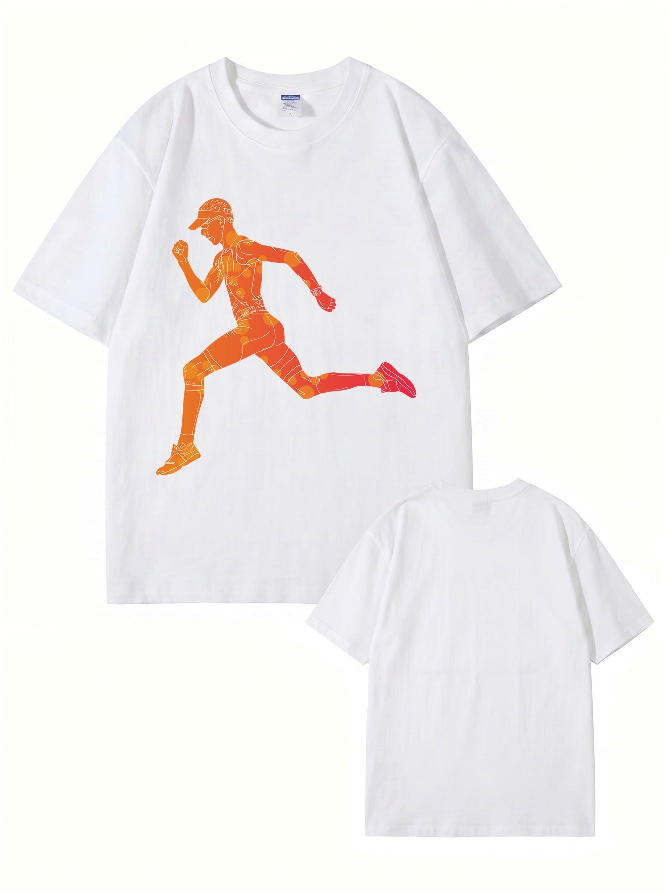 Runner Graphic T-Shirt | Sporty Abstract Print Cotton Tee