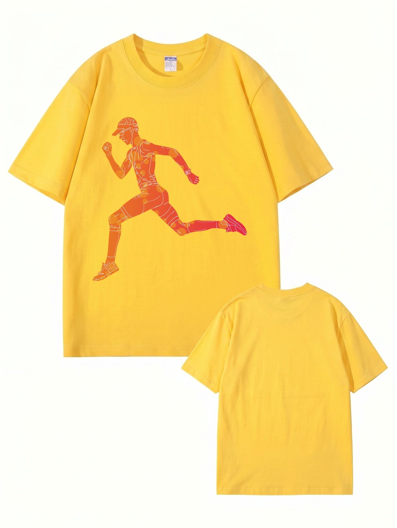 Runner Graphic T-Shirt | Sporty Abstract Print Cotton Tee