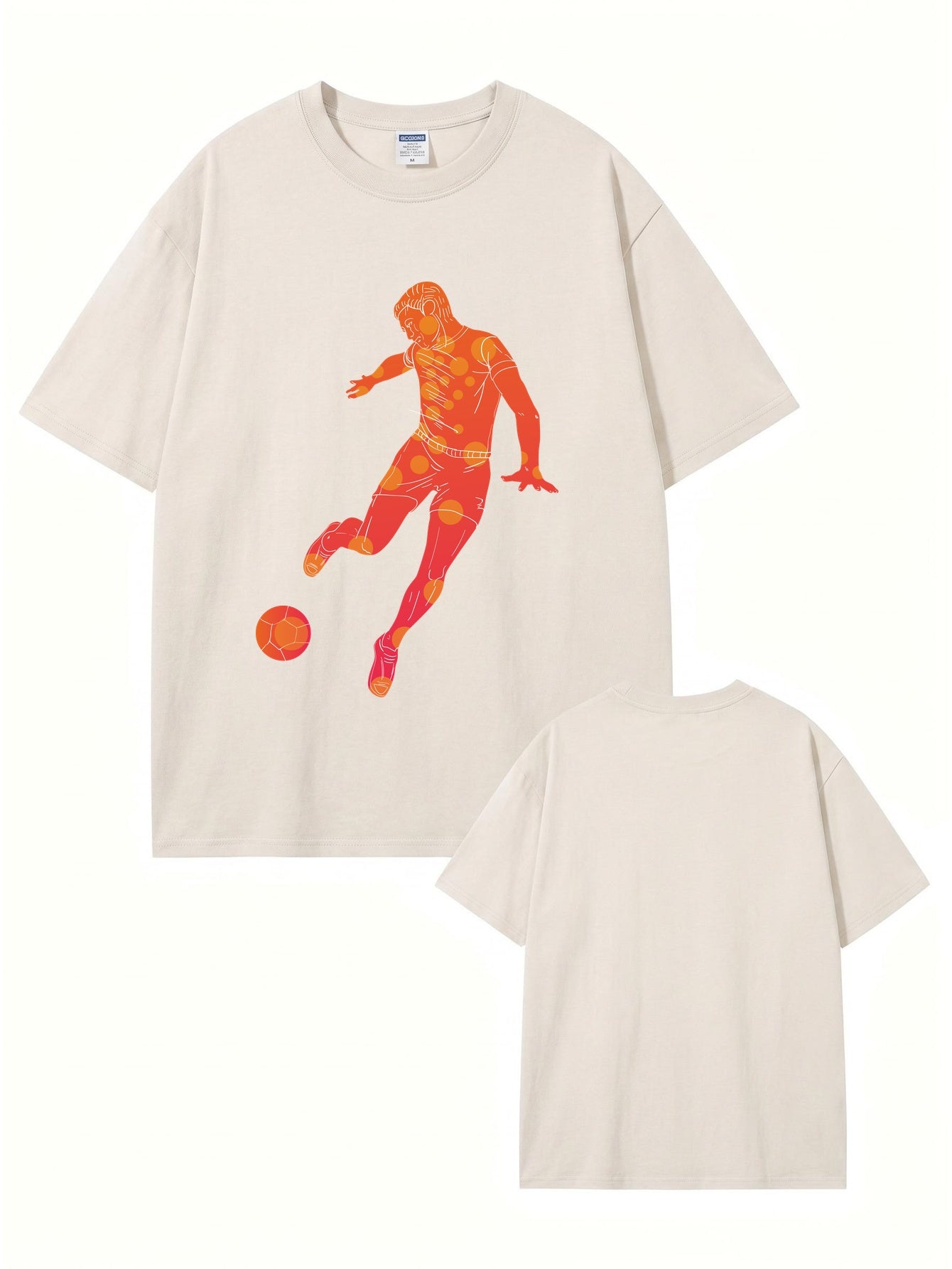 Vintage Washed Oversized T-Shirt with Retro Soccer Player Graphic Print