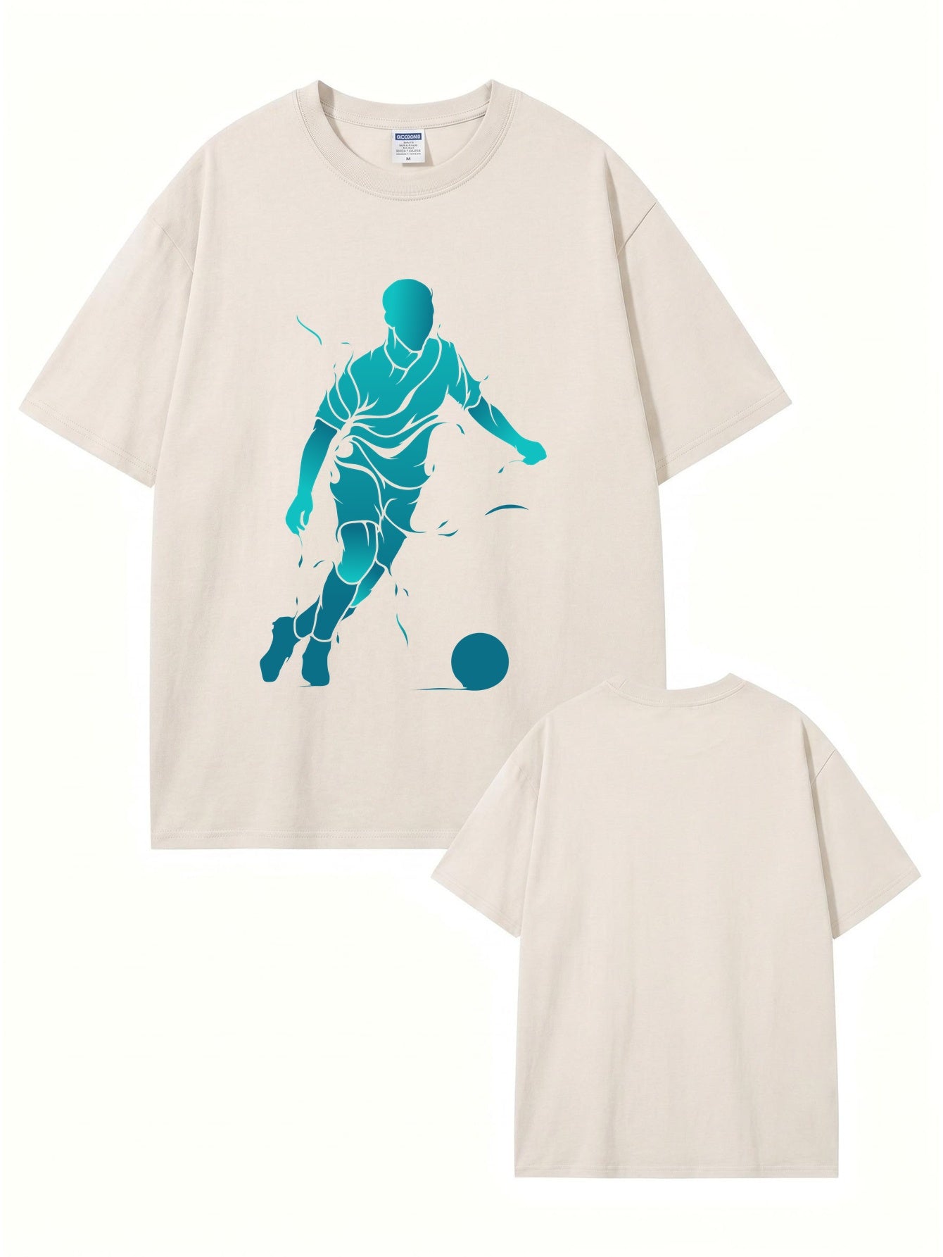 Vintage Washed Oversized T-Shirt - Soccer Player Graphic Print