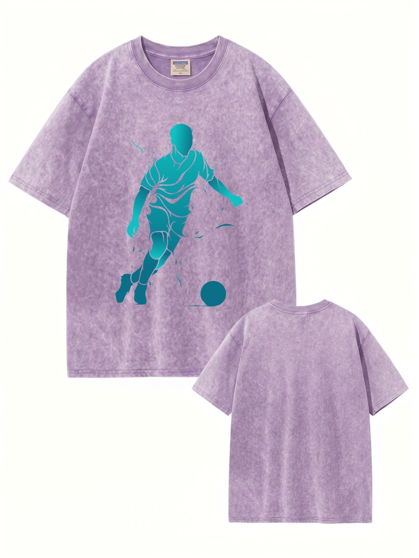 Vintage Washed Oversized T-Shirt - Soccer Player Graphic Print