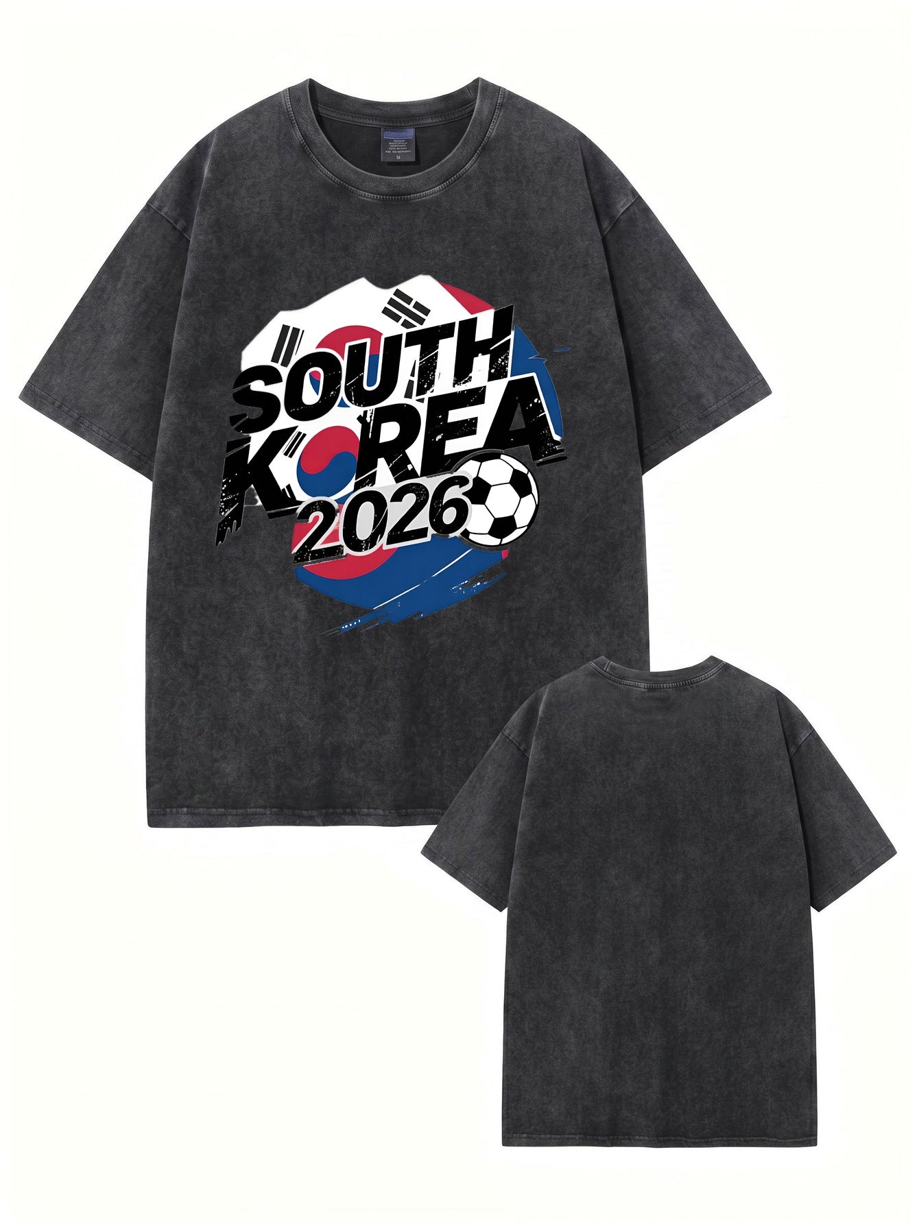 South Korea 2026 Soccer Vintage Wash Graphic T-Shirt