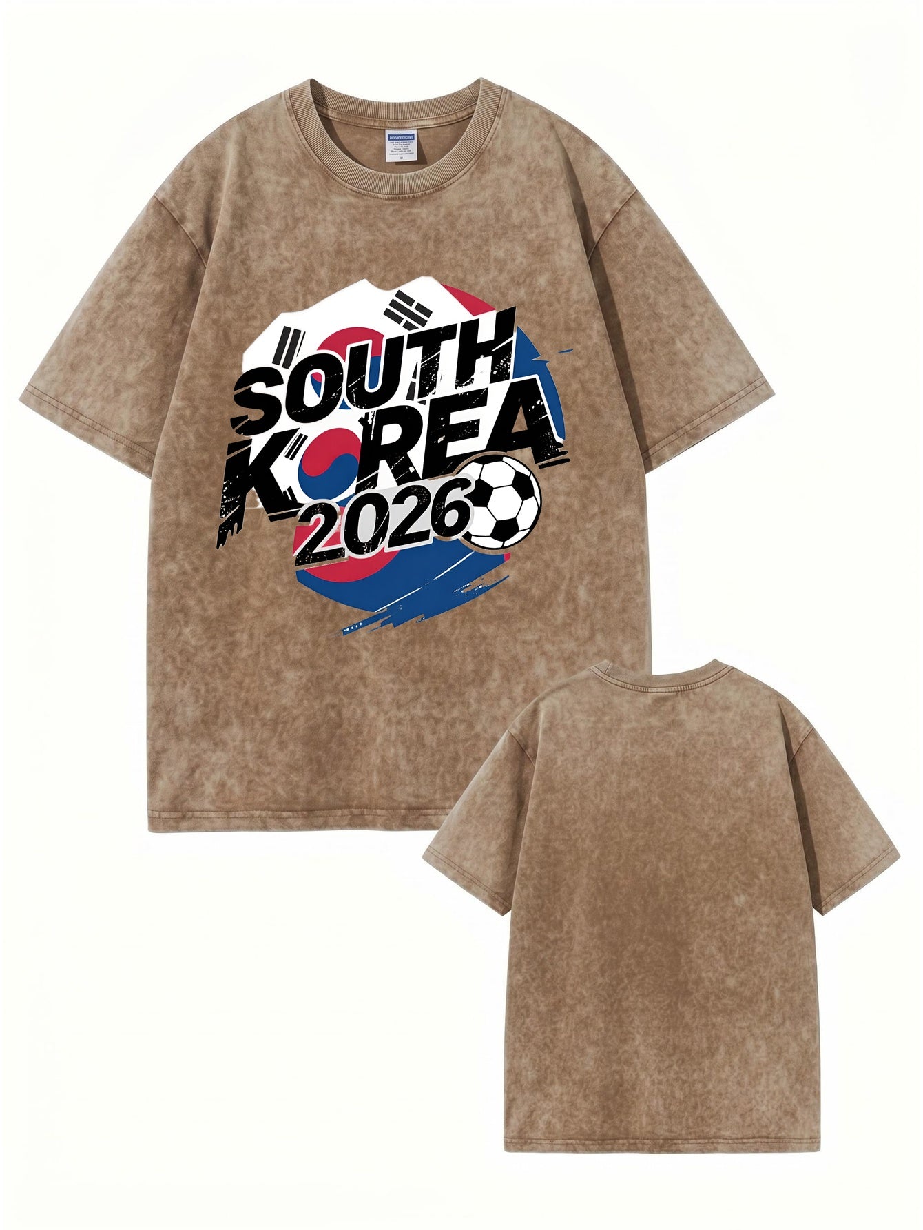 South Korea 2026 Soccer Vintage Wash Graphic T-Shirt