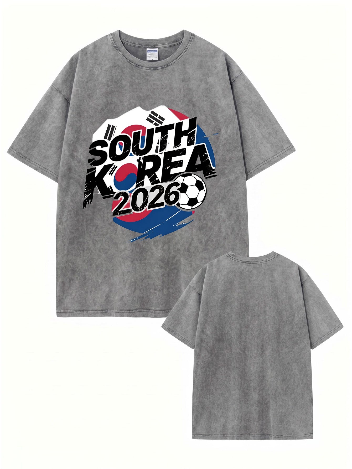 South Korea 2026 Soccer Vintage Wash Graphic T-Shirt