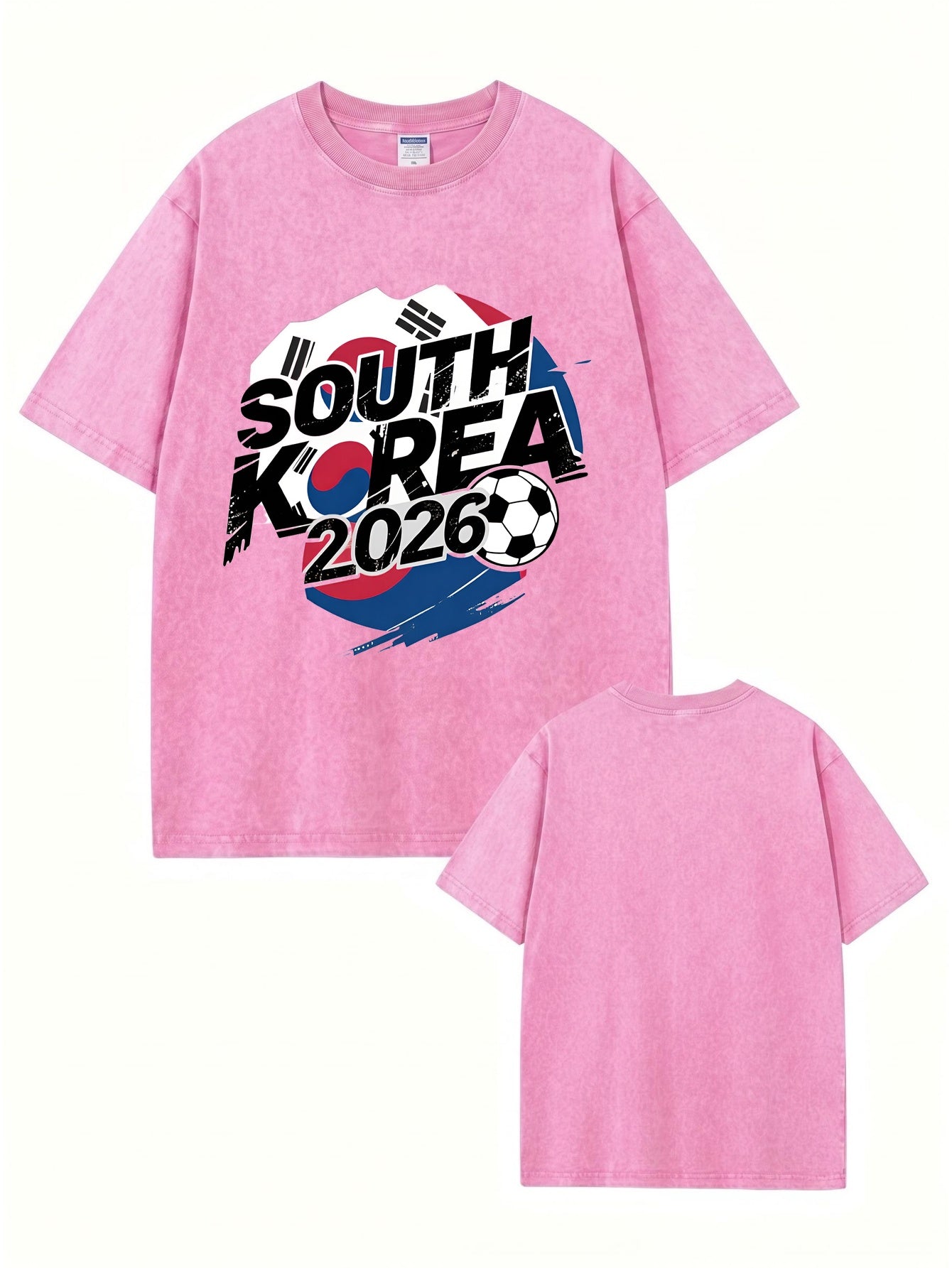 South Korea 2026 Soccer Vintage Wash Graphic T-Shirt