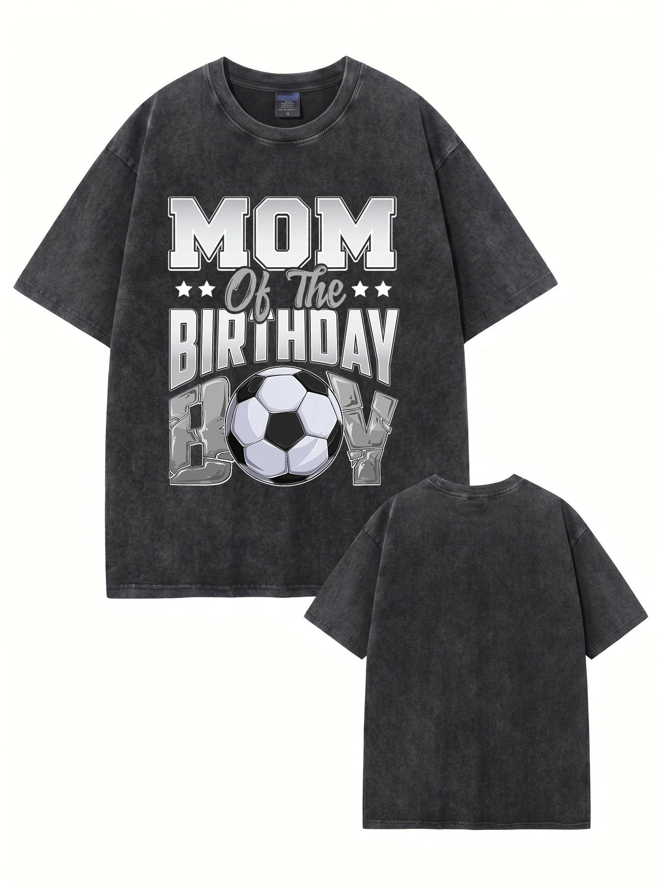 Mom of the Birthday Boy Vintage Washed Soccer Graphic Tee