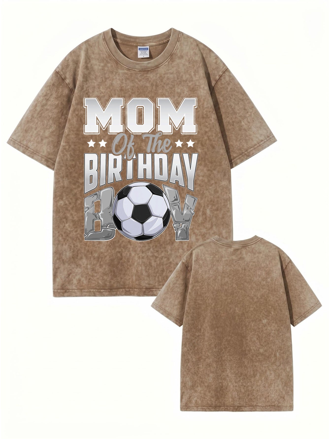 Mom of the Birthday Boy Vintage Washed Soccer Graphic Tee