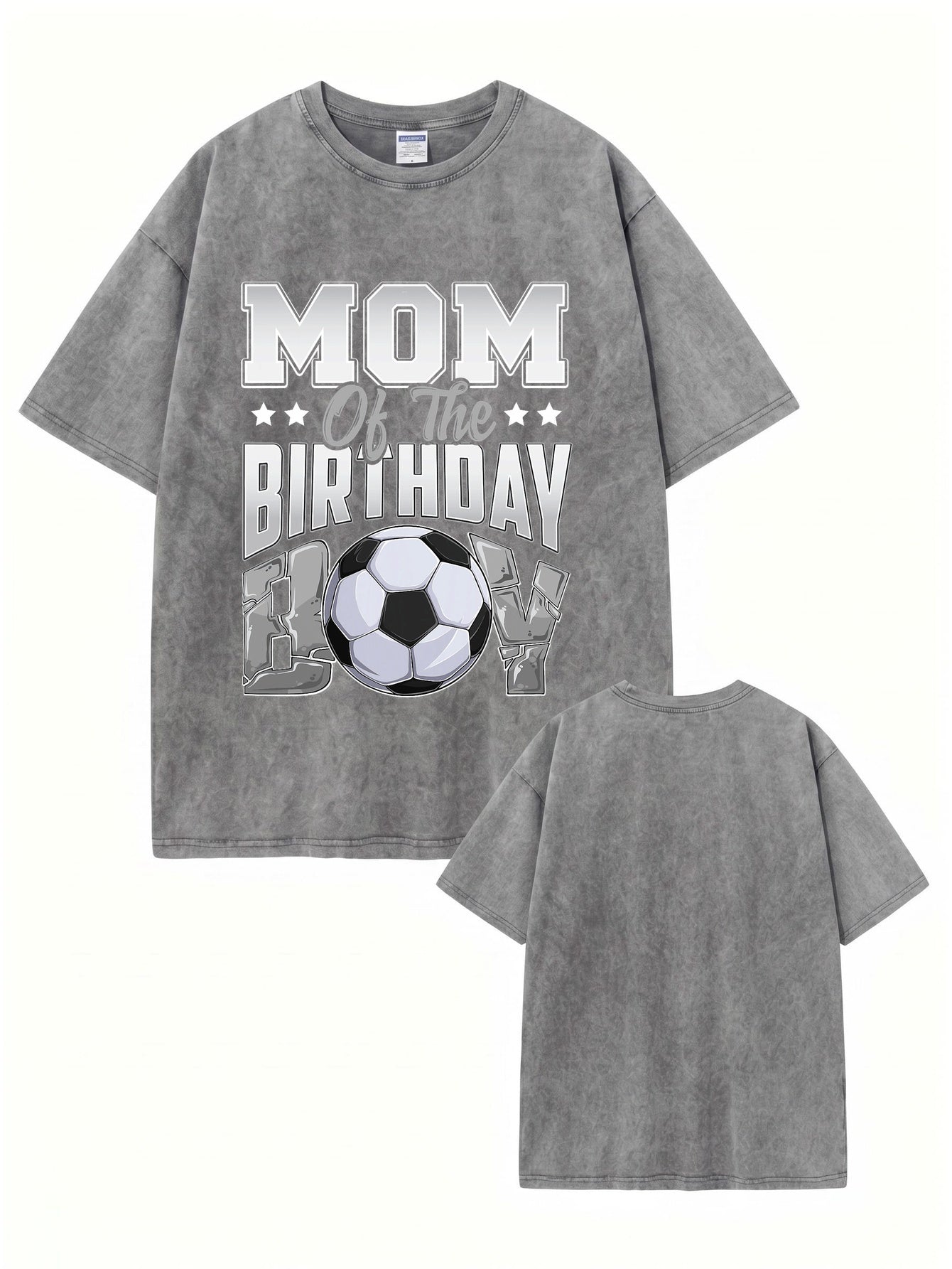 Mom of the Birthday Boy Vintage Washed Soccer Graphic Tee