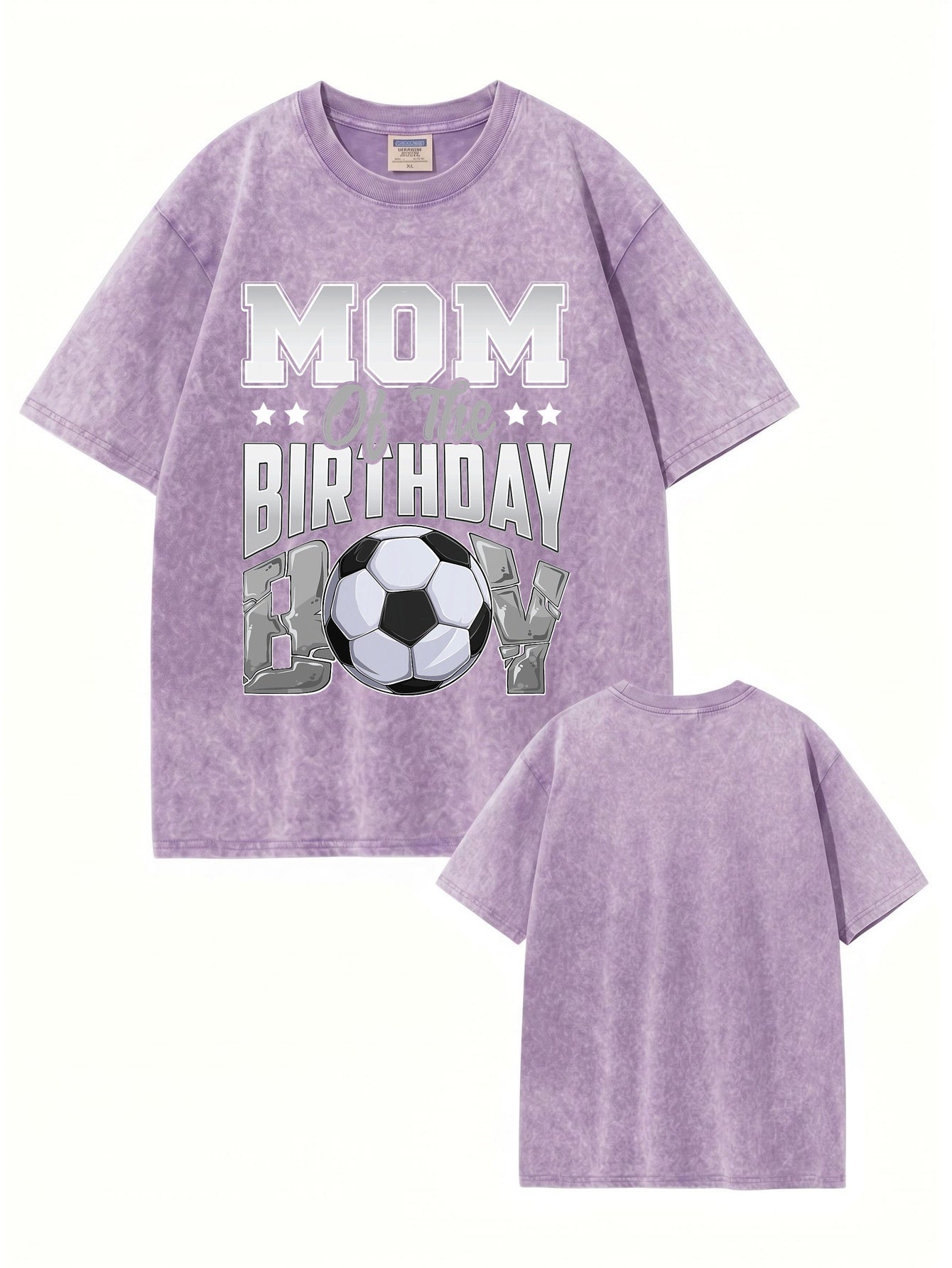 Mom of the Birthday Boy Vintage Washed Soccer Graphic Tee