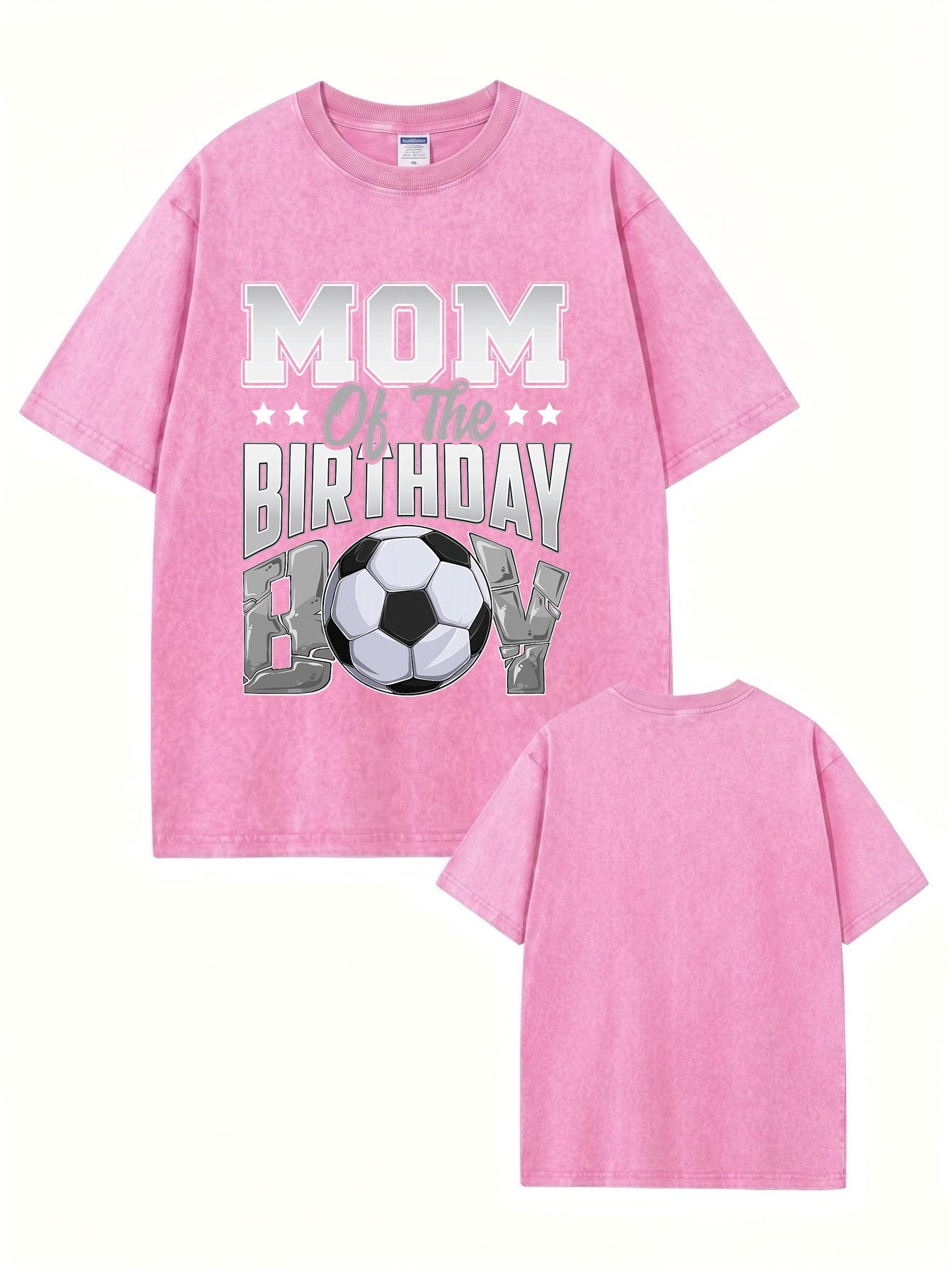Mom of the Birthday Boy Vintage Washed Soccer Graphic Tee