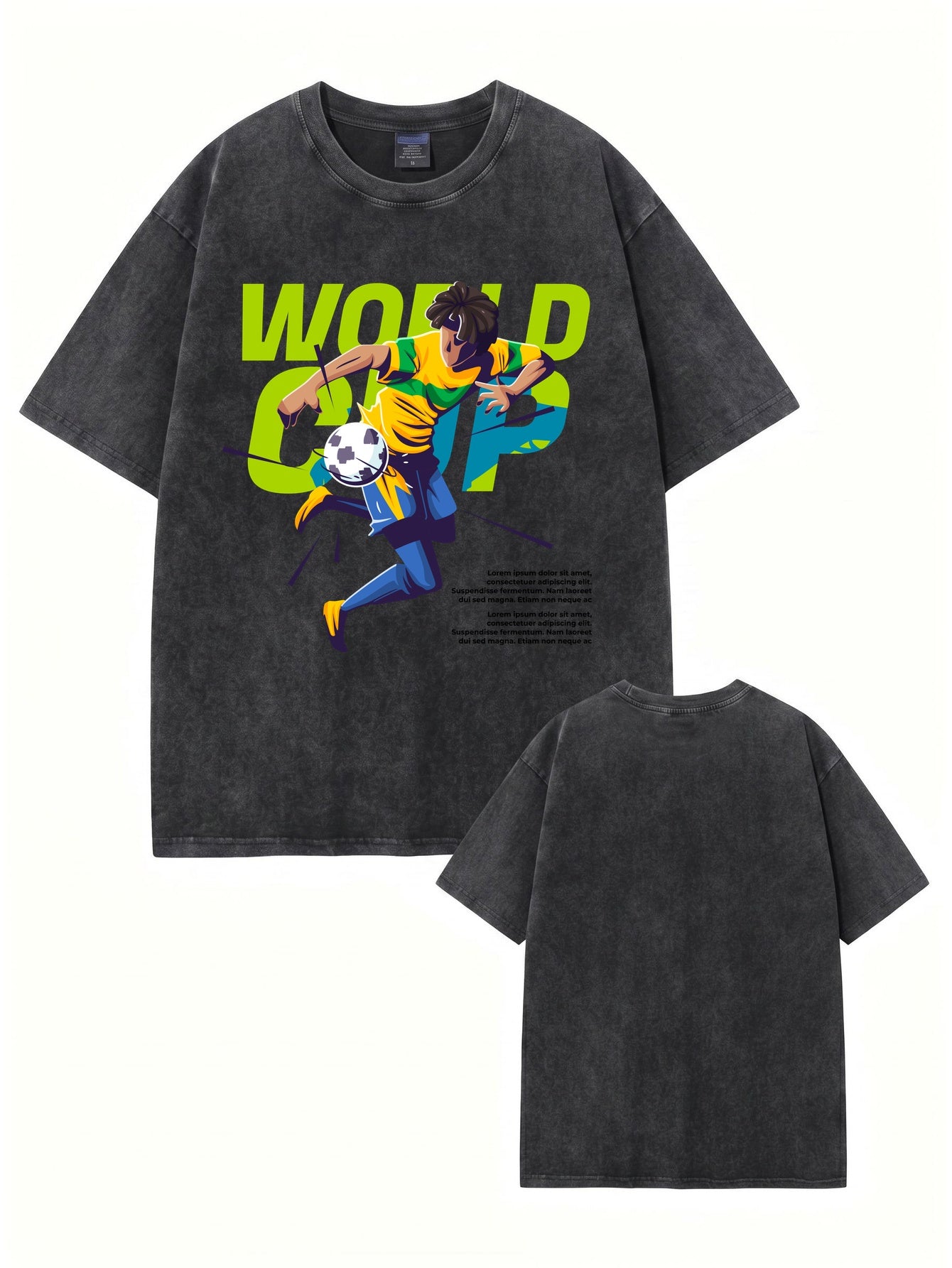 Vintage Washed World Cup Graphic T-Shirt - Premium Heavyweight Cotton