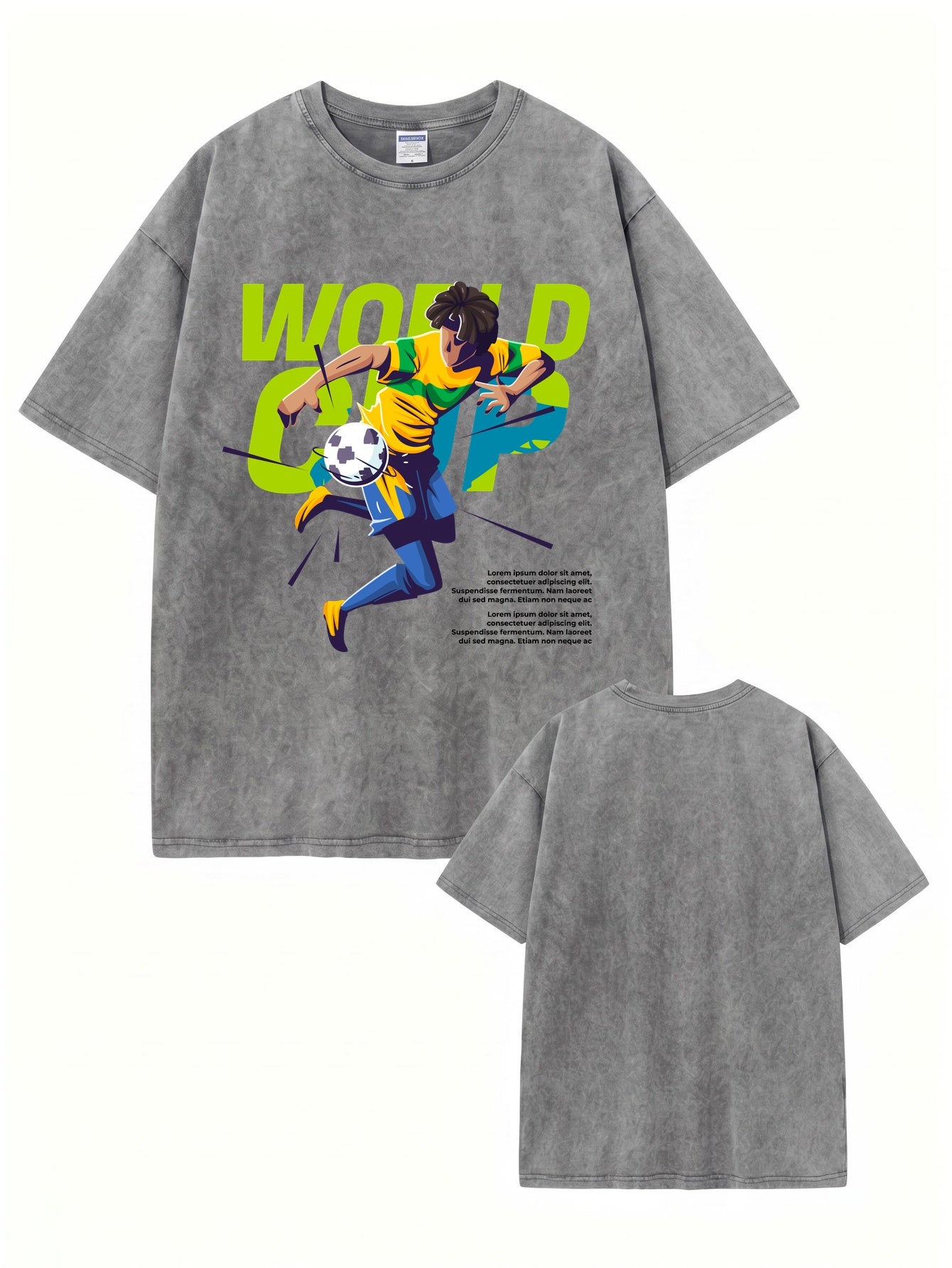 Vintage Washed World Cup Graphic T-Shirt - Premium Heavyweight Cotton