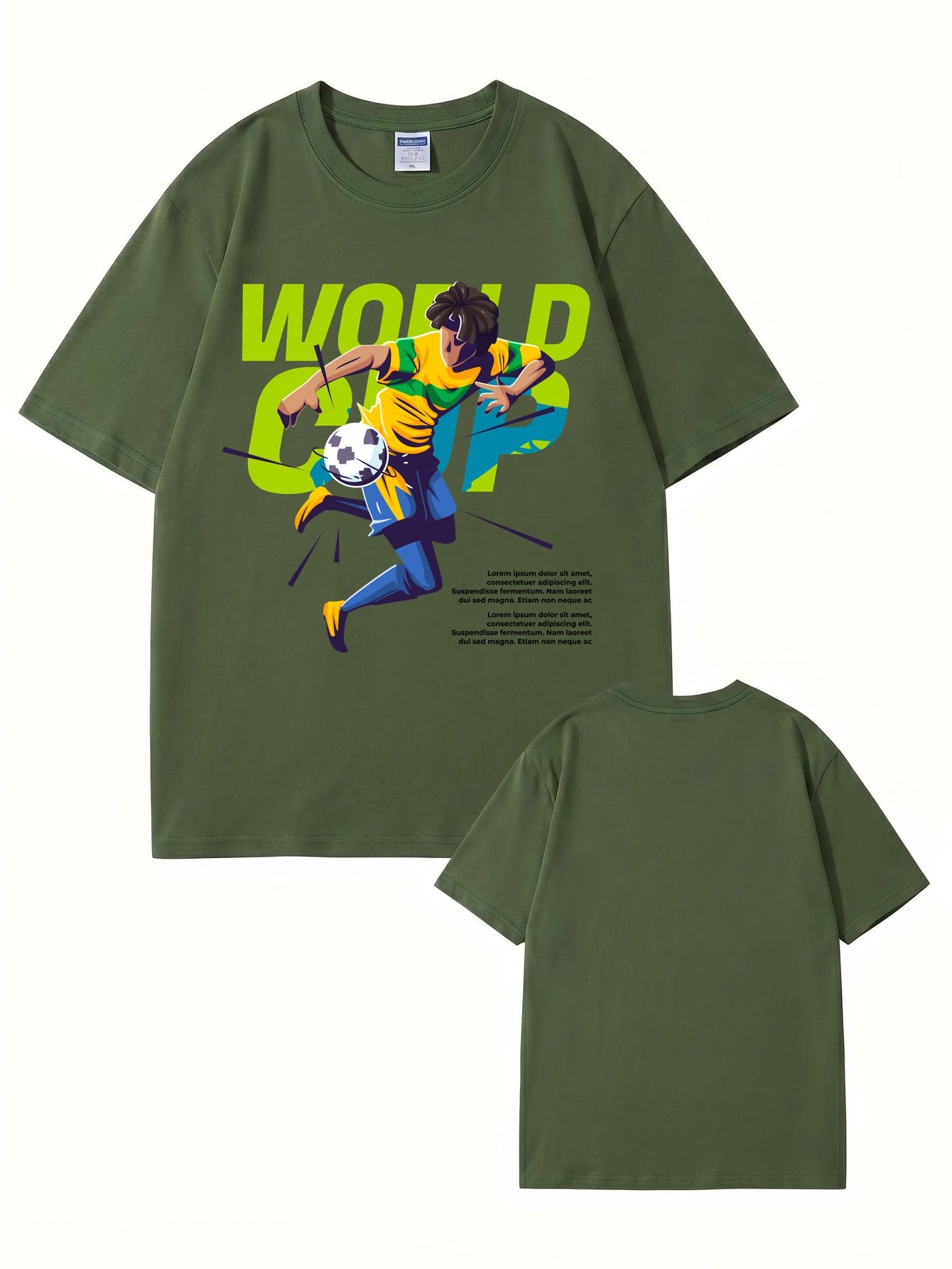 World Cup Soccer Player Graphic Print T-Shirt - 100% Cotton Streetwear