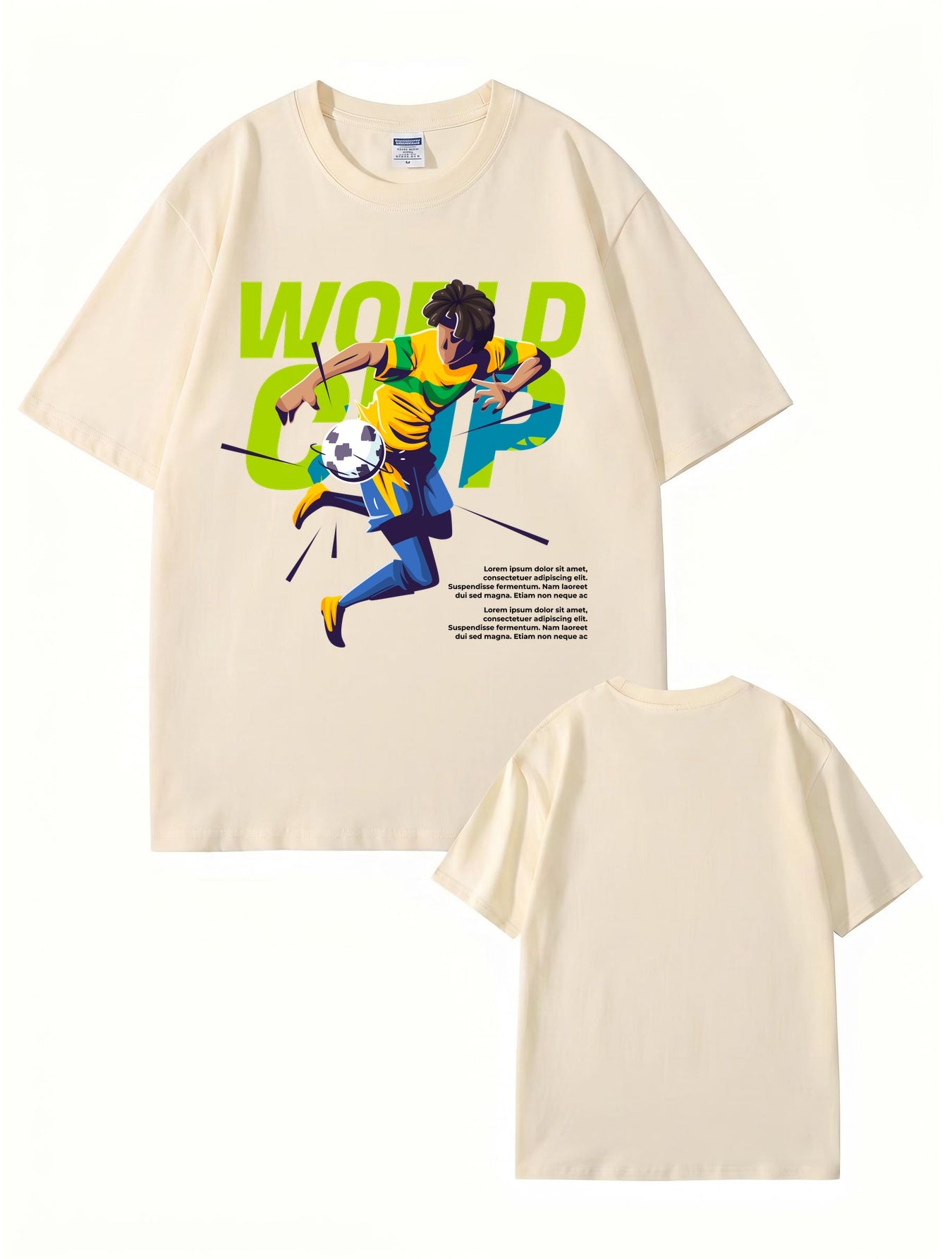 World Cup Soccer Player Graphic Print T-Shirt - 100% Cotton Streetwear