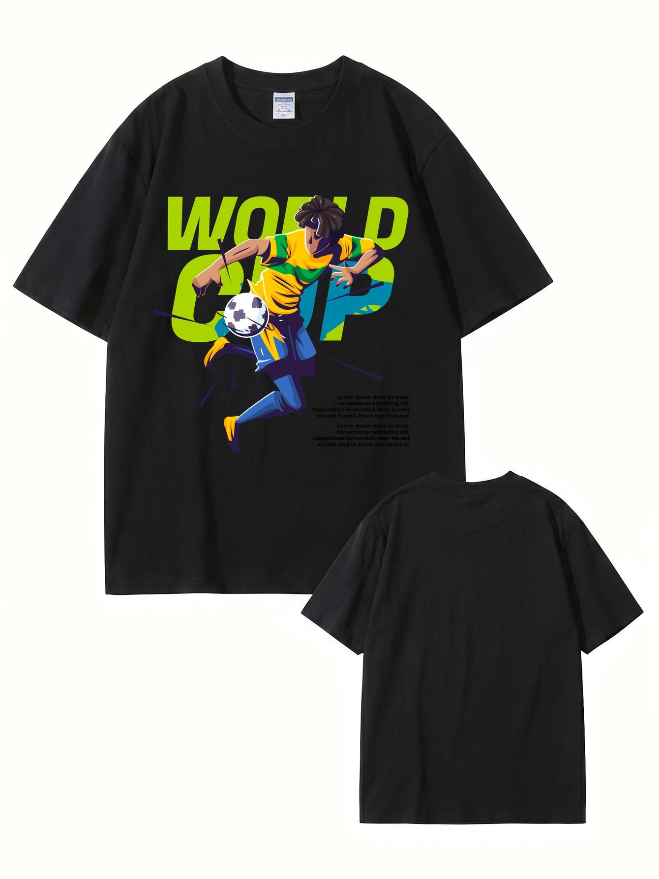 World Cup Soccer Player Graphic Print T-Shirt - 100% Cotton Streetwear